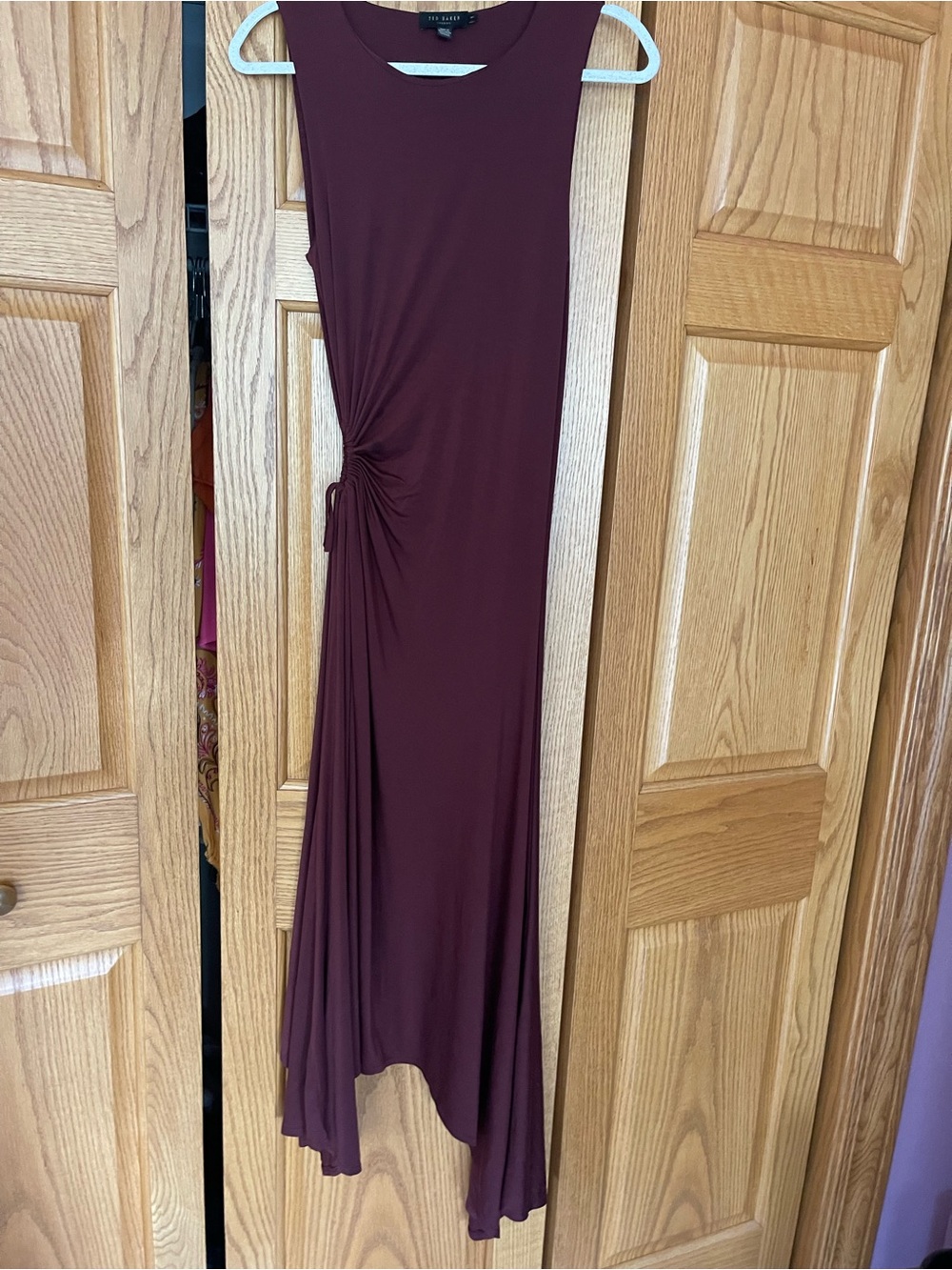 Ted Baker London Sleeveless Twist-Side Maxi Dress in Burgundy